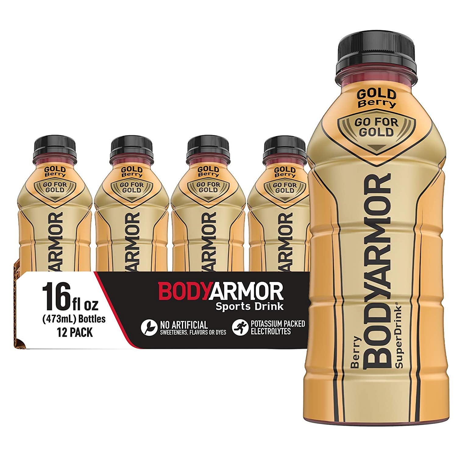 BODYARMOR Sports Drink Sports Beverage. Gold Berry. Natural Flavors With Vitamins. Potassium-Packed