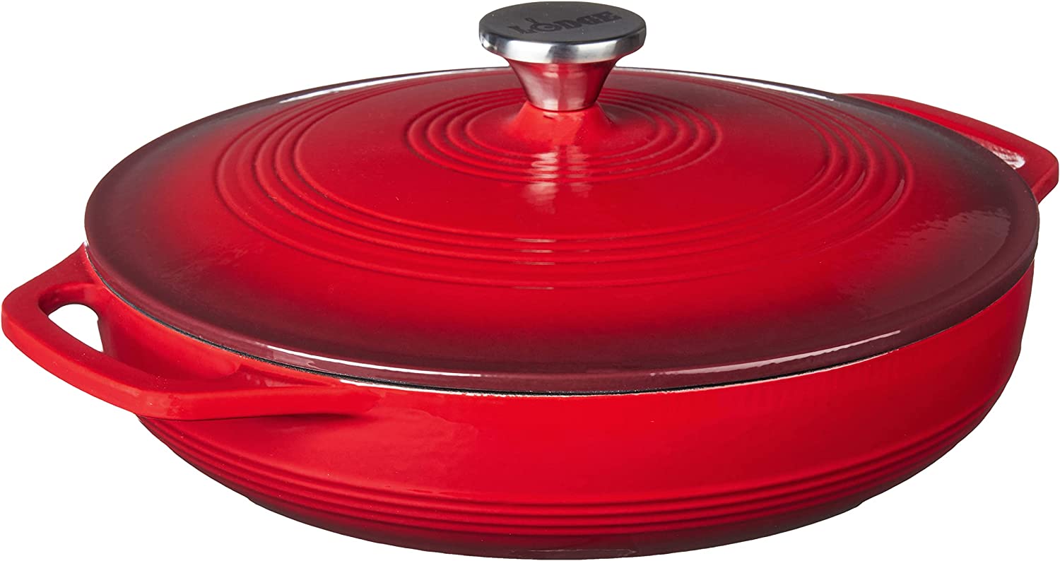 Lodge EC3CC43 3.6 Quart Red Enameled Cast Iron Covered Casserole