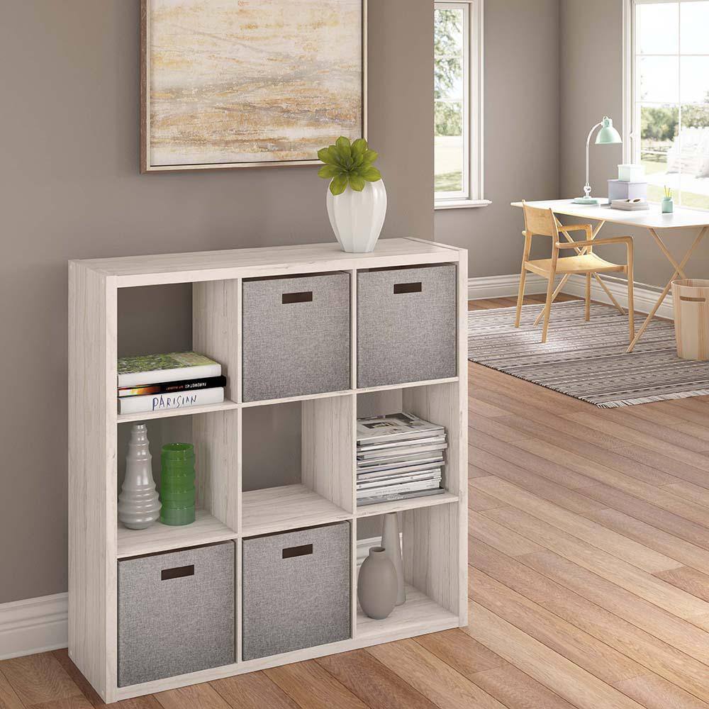 ClosetMaid 4589 43.98 in. H x 43.82 in. W x 13.50 in. D Bleached Walnut Wood Large 9- Cube Organizer