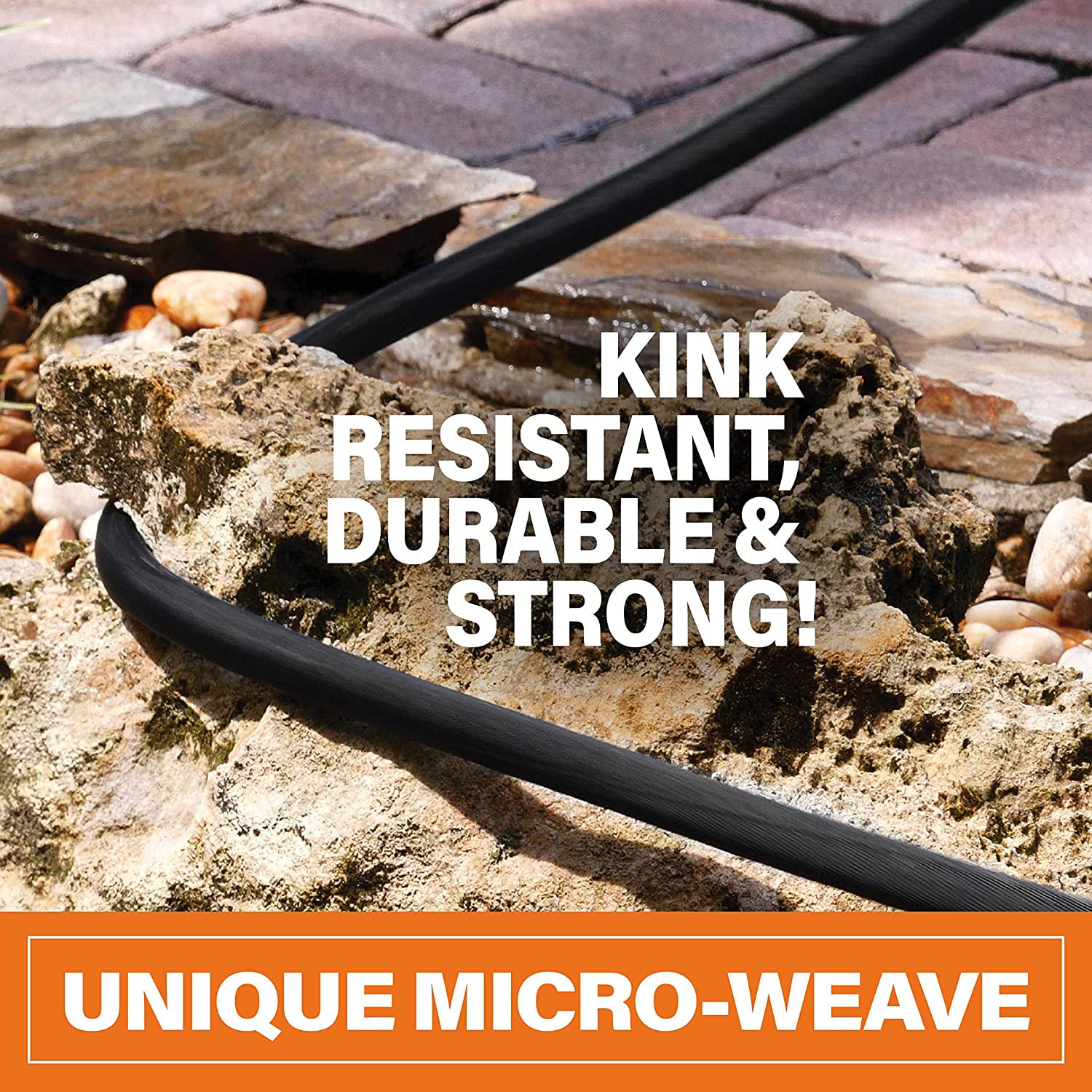 Bionic Flex Pro 50' Garden Hose Heavy Duty. Lightweight Weatherproof Garden Water Hose. Brass Fittings. Adjustable Brass Spraying and Shooting Nozzle. Kink Free Hose. 500 PSI Tear Resistant- 50ft.