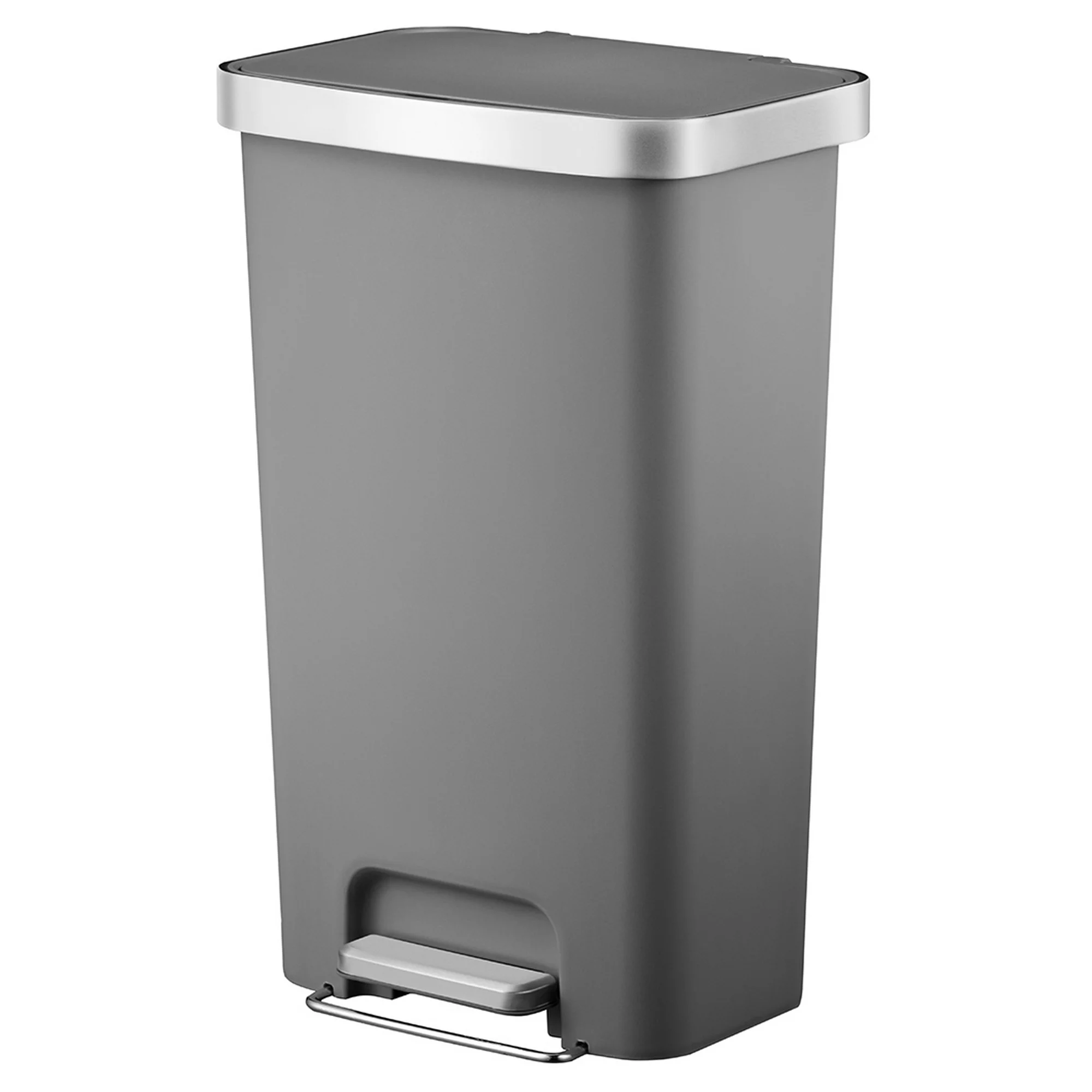 Better Homes & Gardens 11.9 Gallon Trash Can. Plastic Step On Kitchen Trash Can. Gray
