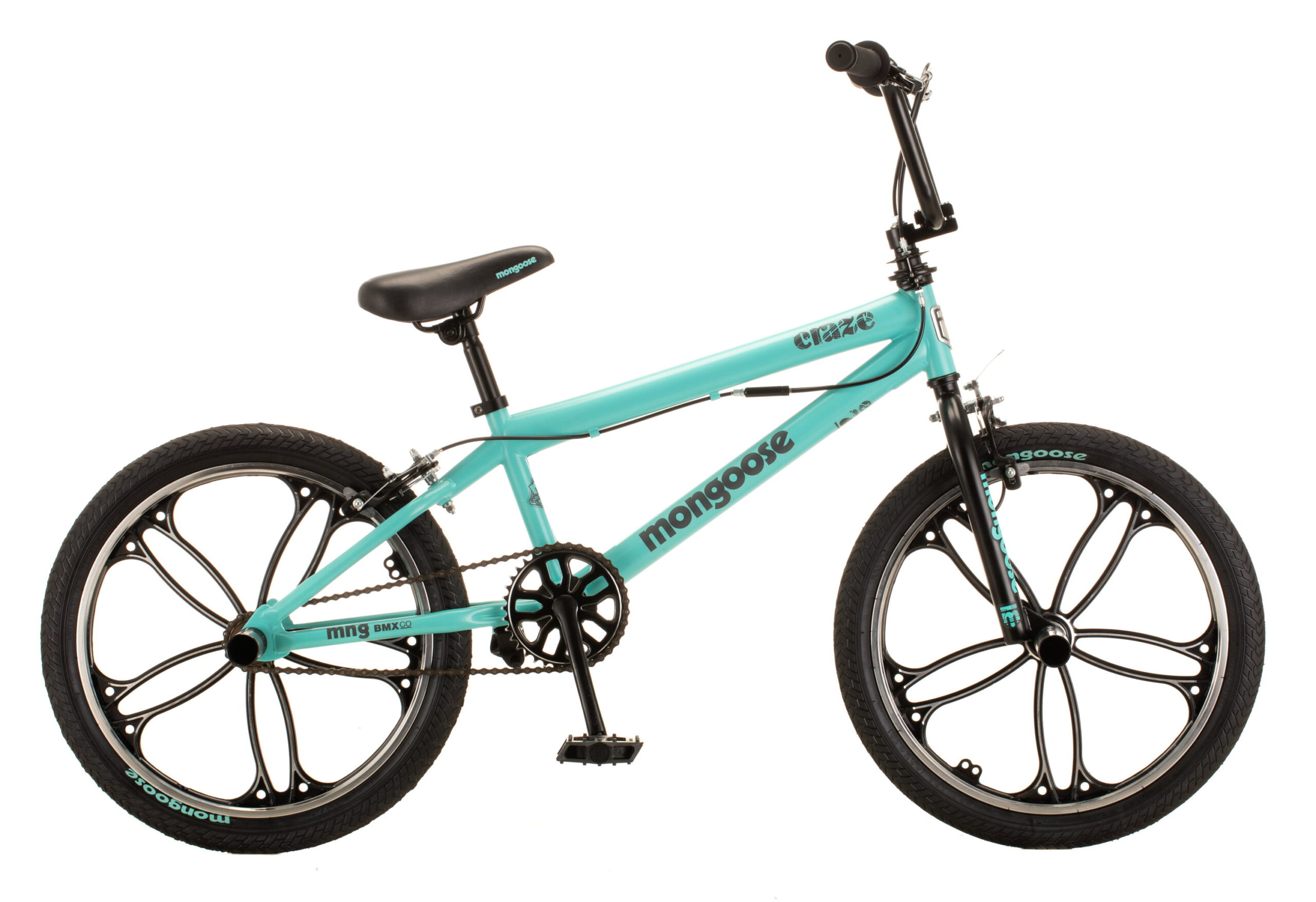 Mongoose 20-in. Craze BMX Unisex Kid-s Bike. Ages 6+. Black & Mint