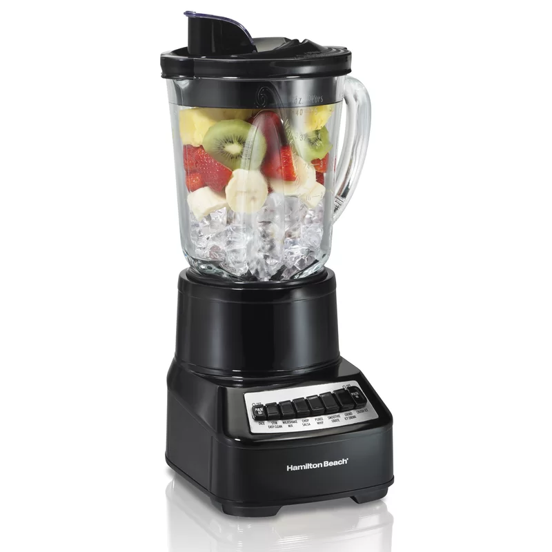 Hamilton Beach 54220 Wave Crusher Blender with 14 Functions & 40oz Glass Jar for Shakes and Smoothies. Black