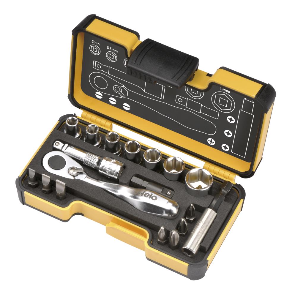 Felo 18-Piece 60-Tooth 1/4-in Drive Interchangeable Ratchet Set