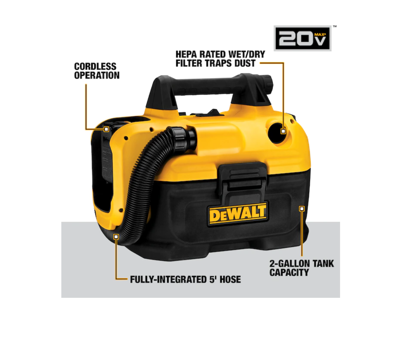 DEWALT DCV580H 20-volt Max 2-Gallon Cordless Shop Vacuum Wet/Dry Shop Vacuum (Tool Only)