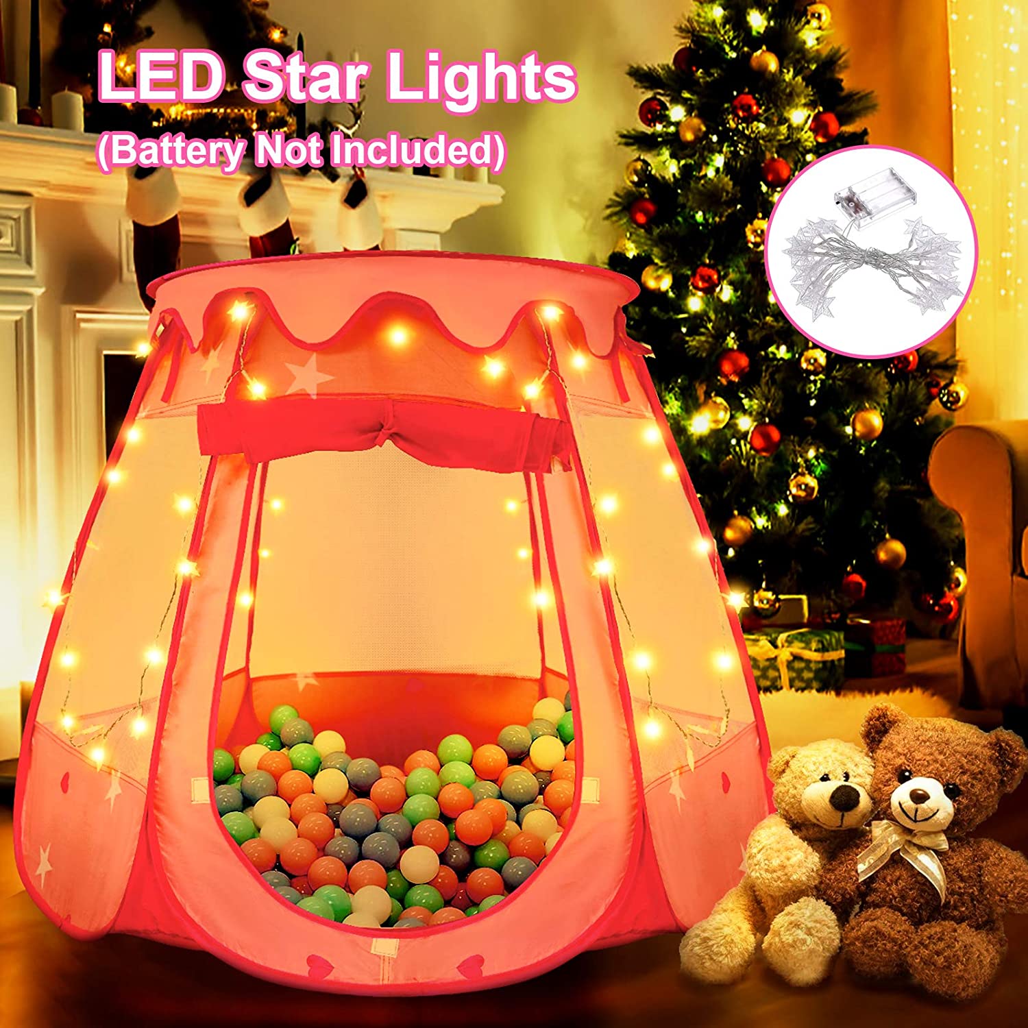 ZUOSEN Pop Up Princess Tent with Star Lights