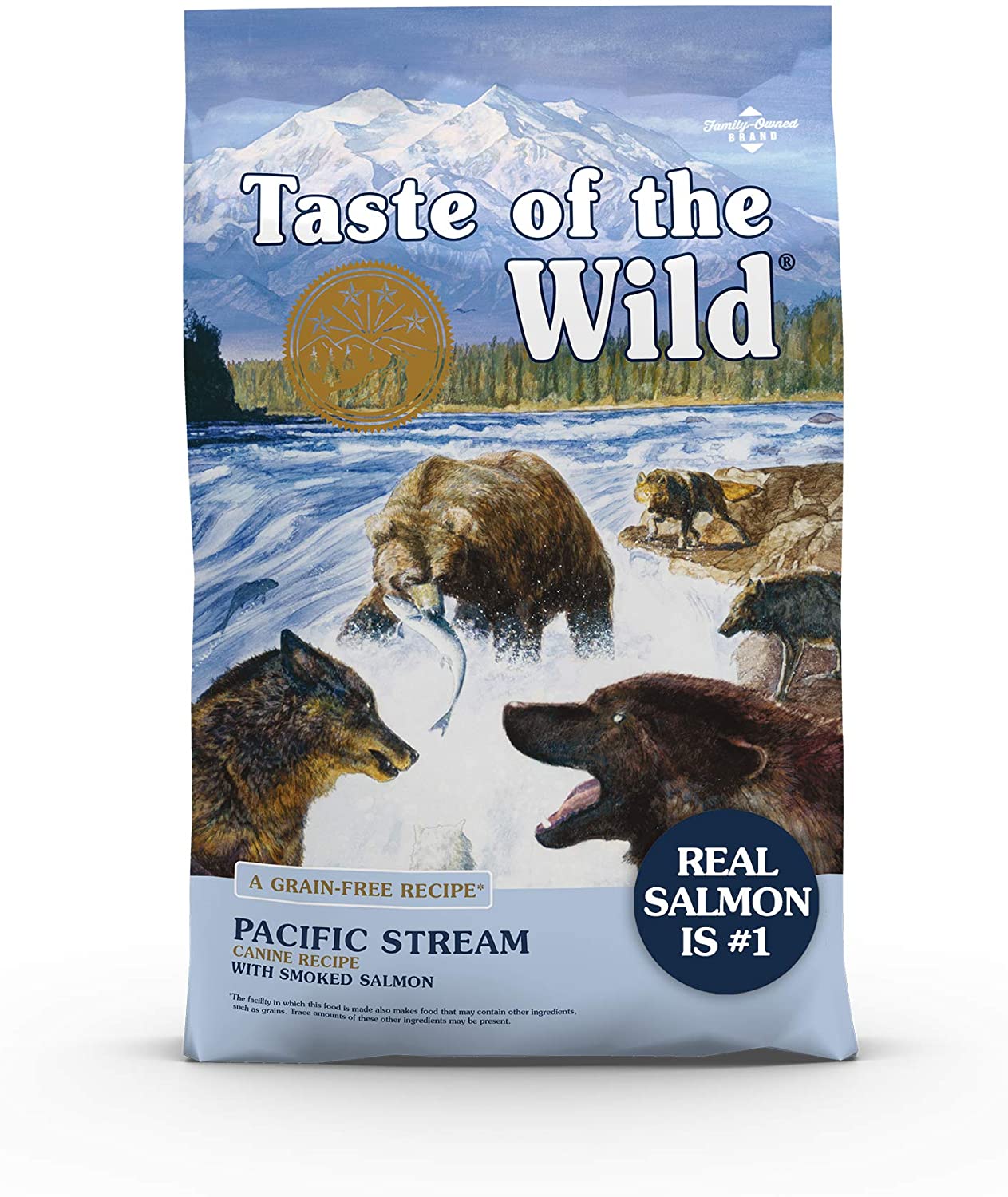 Taste of the Wild Pacific Stream Canine Grain-Free Recipe with Smoked Salmon Adult Dry Dog Food. Made with High Protein from Real Salmon and Guaranteed Nutrients and Probiotics 5lb