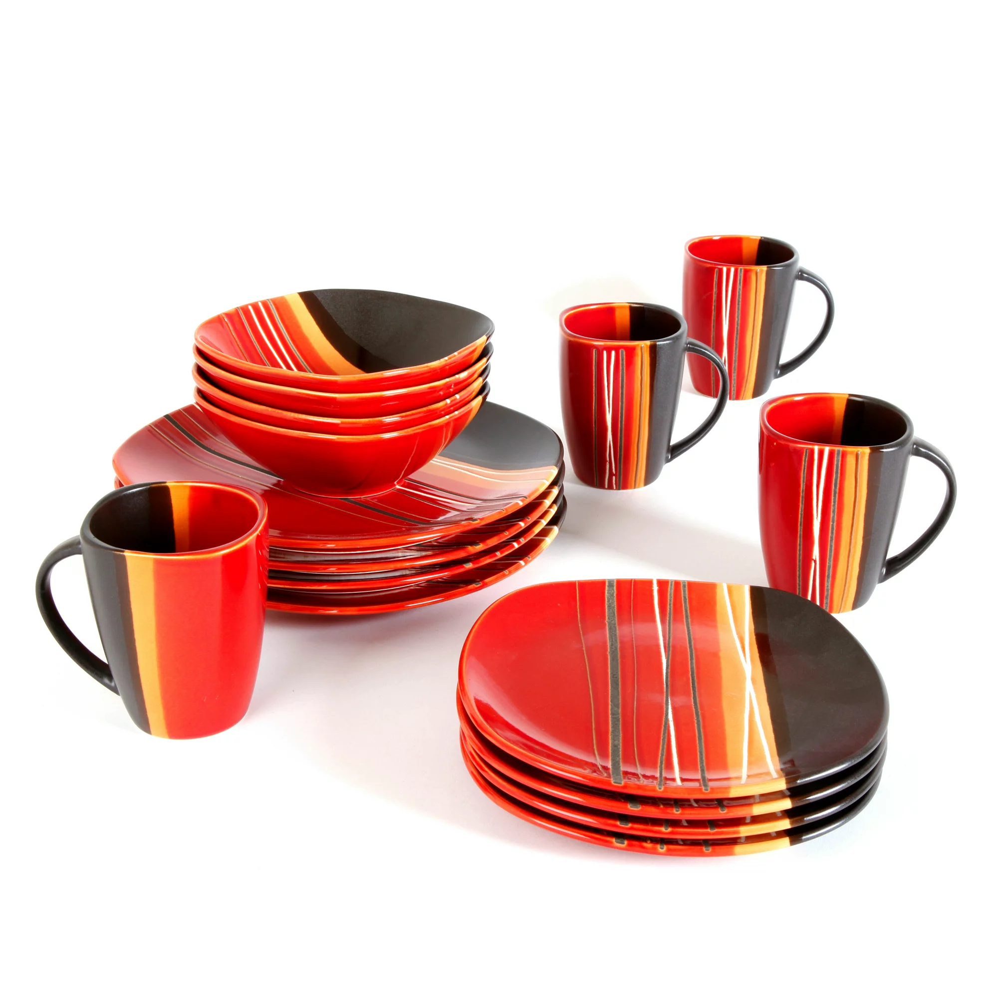 Better Homes & Gardens Bazaar Dinnerware. Red. Set of 16