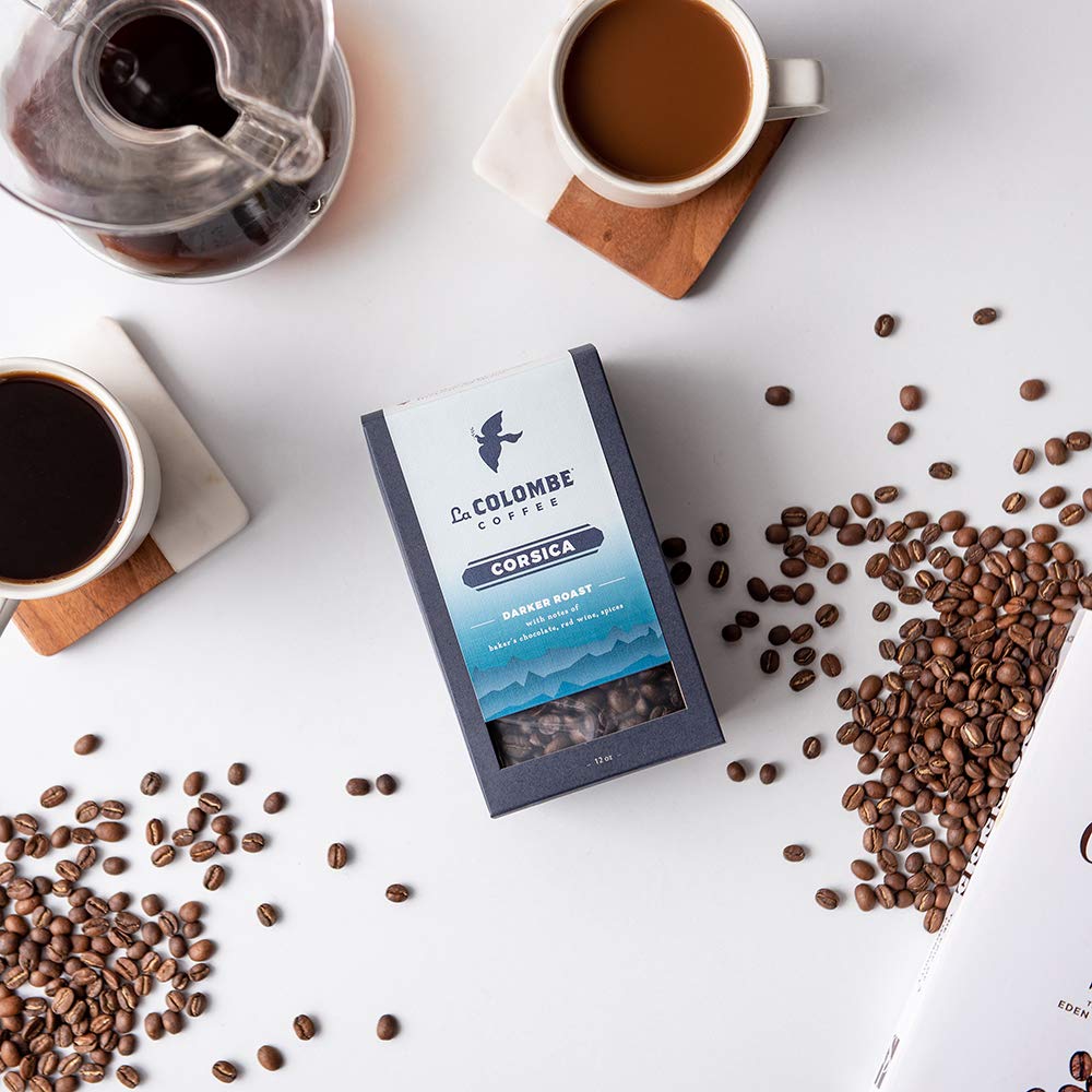 La Colombe Corsica Dark Roast Whole Bean Coffee 12 Ounce 4 Pack - Notes of Baker-s Chocolate. Red Wine & Spices - Full-Bodied. Chocolatey. Roasty Coffee Beans