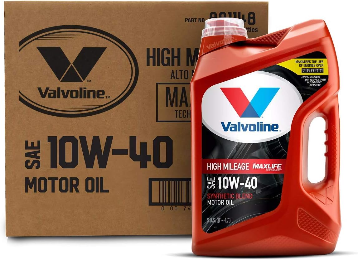Valvoline High Mileage with MaxLife Technology SAE 10W-40 Synthetic Blend Motor Oil 5 QT. Case of 3