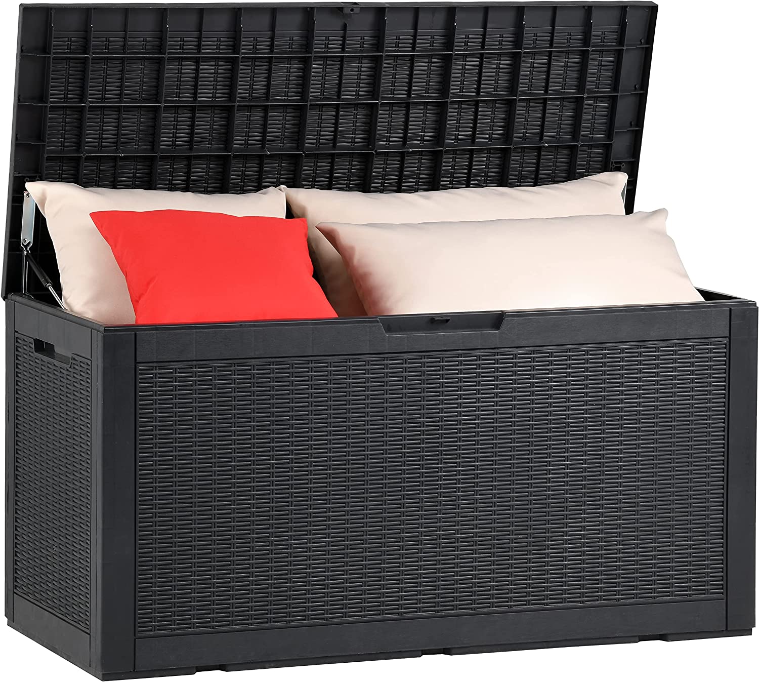 YITAHOME 100 Gallon Large Resin Deck Box Outdoor Storage Boxes for Patio Furniture. Outdoor Cushions. Garden Tools and Pool Supplies-Waterproof.Lockable (Black)