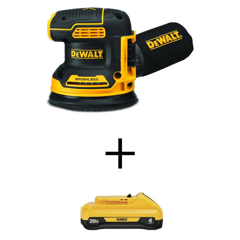DEWALT DCW210BW240 20V MAX XR Cordless Brushless 5 in. Random Orbital Sander with 20V 4.0Ah Compact Lithium-Ion Battery Pack