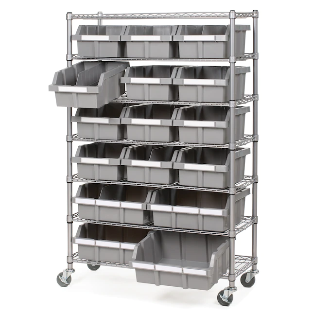 Seville Classics WEB677 36-in W x 14-in D x 56-in H 7-Tier NSF 16-Bin Rack