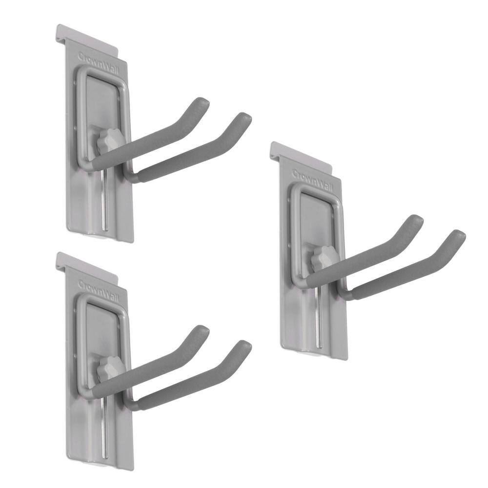 CROWNWALL DHK4-L-3P Slatwall 55 lbs. 4 in. Locking Double Hook (3-Pack)