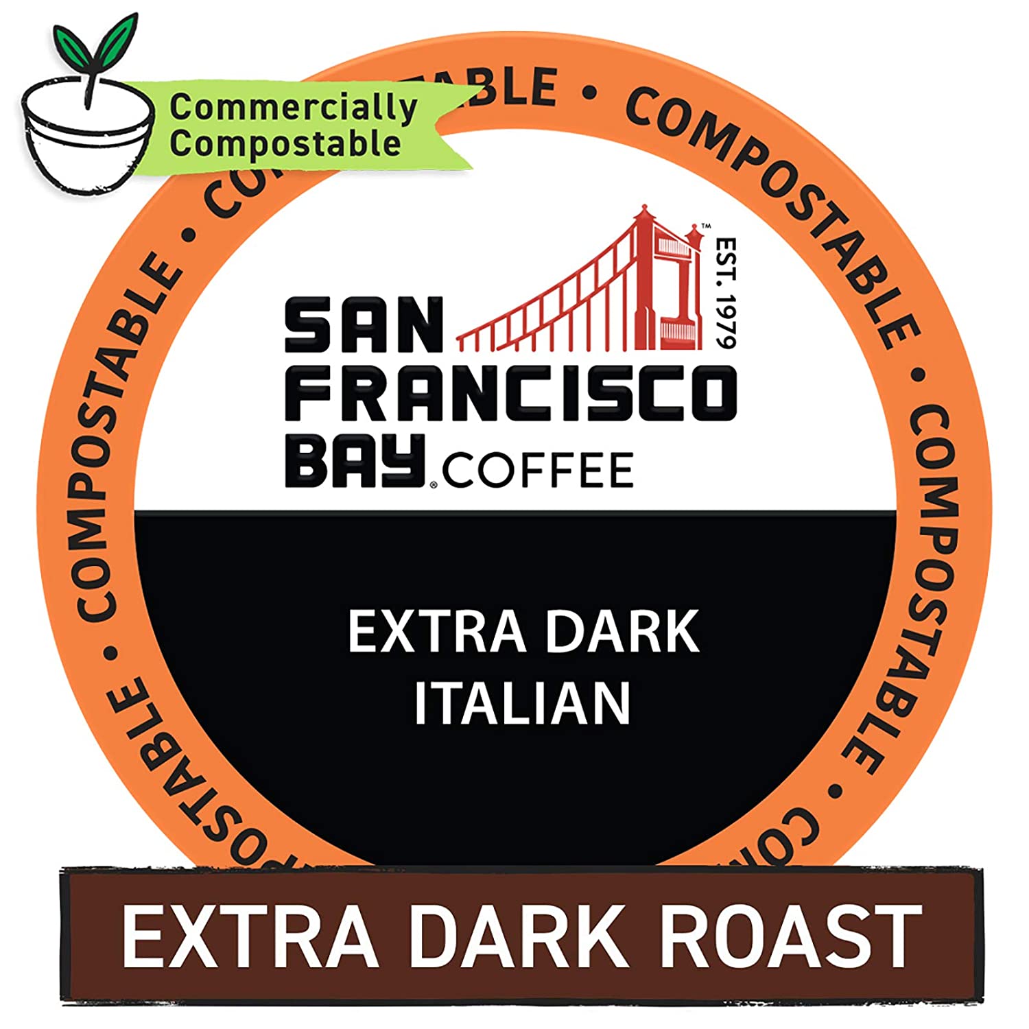 SAN FRANCISCO BAY Coffee OneCUP Roast Extra Dark Roast Compostable Coffee Pods. K Cup Compatible including Keurig 2.0 (Packaging May Vary). Extra Dark Italian. 80 Count (Pack of 1)