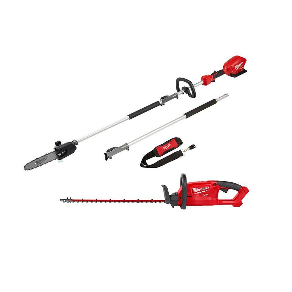 Milwaukee 2825-20PS-2726-20 M18 FUEL 10 in. 18V Lithium-Ion Brushless Electric Cordless Pole Saw & M18 FUEL 24 in. Hedge Trimmer Combo Kit (2-Tool)