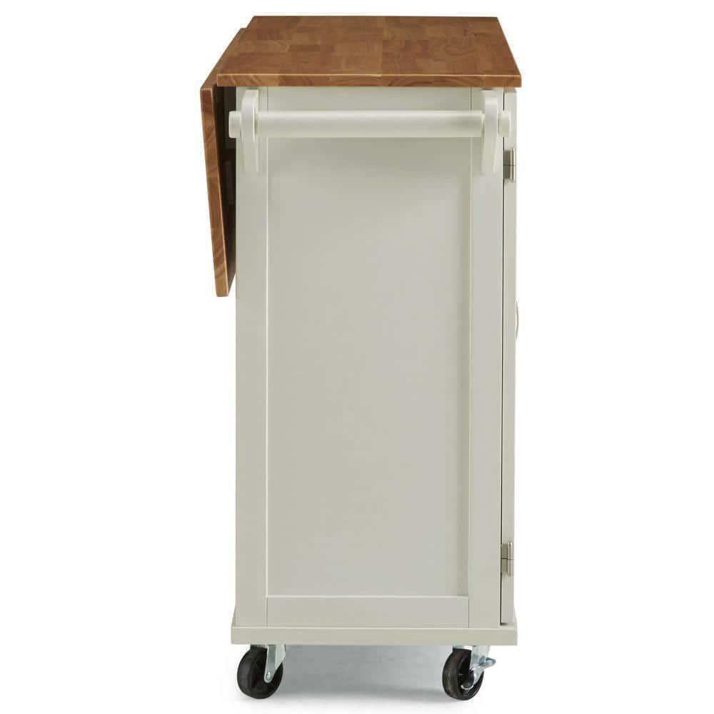 HOMESTYLES Dolly Madison White Kitchen Cart with Natural Wood Top
