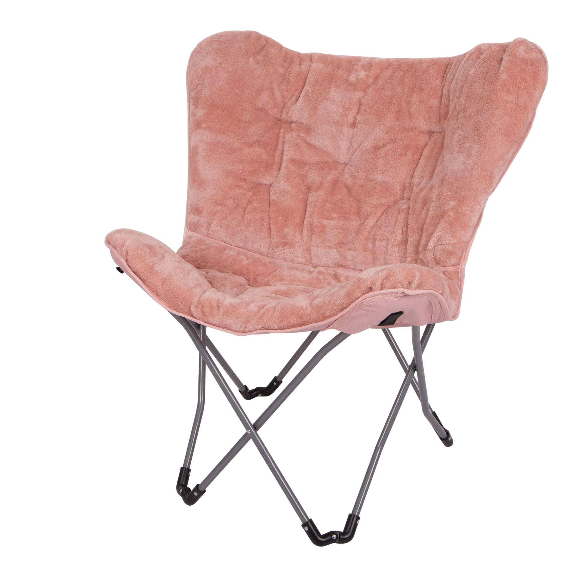 Mainstays Faux Fur Butterfly Folding Chair. Pink