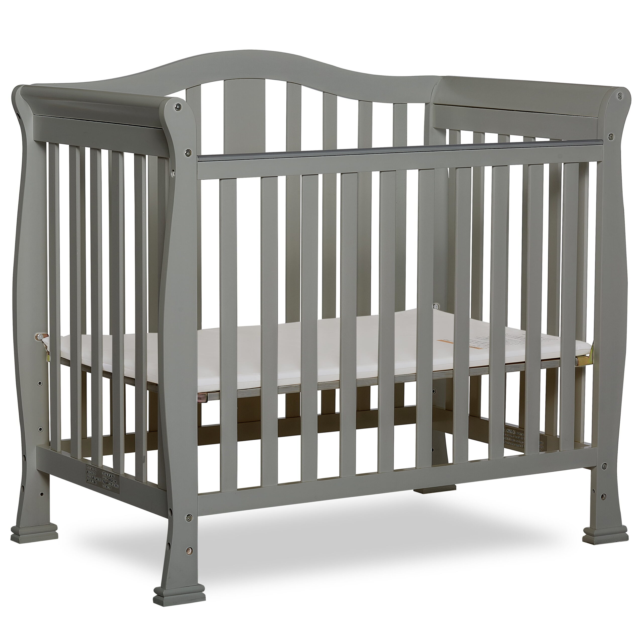 Dream On Me Naples 4-in-1 Convertible Mini Crib. Cool Grey