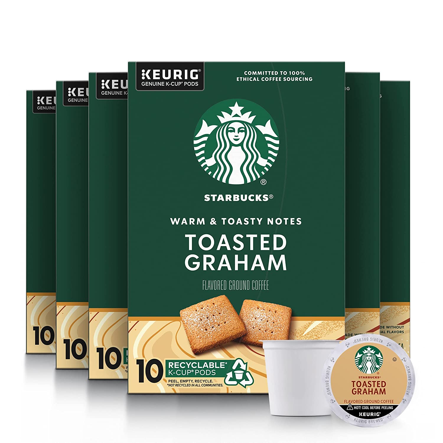 Starbucks Flavored K-Cup Coffee Pods. Toasted Graham for Keurig Brewers. 6 boxes (60 pods total)