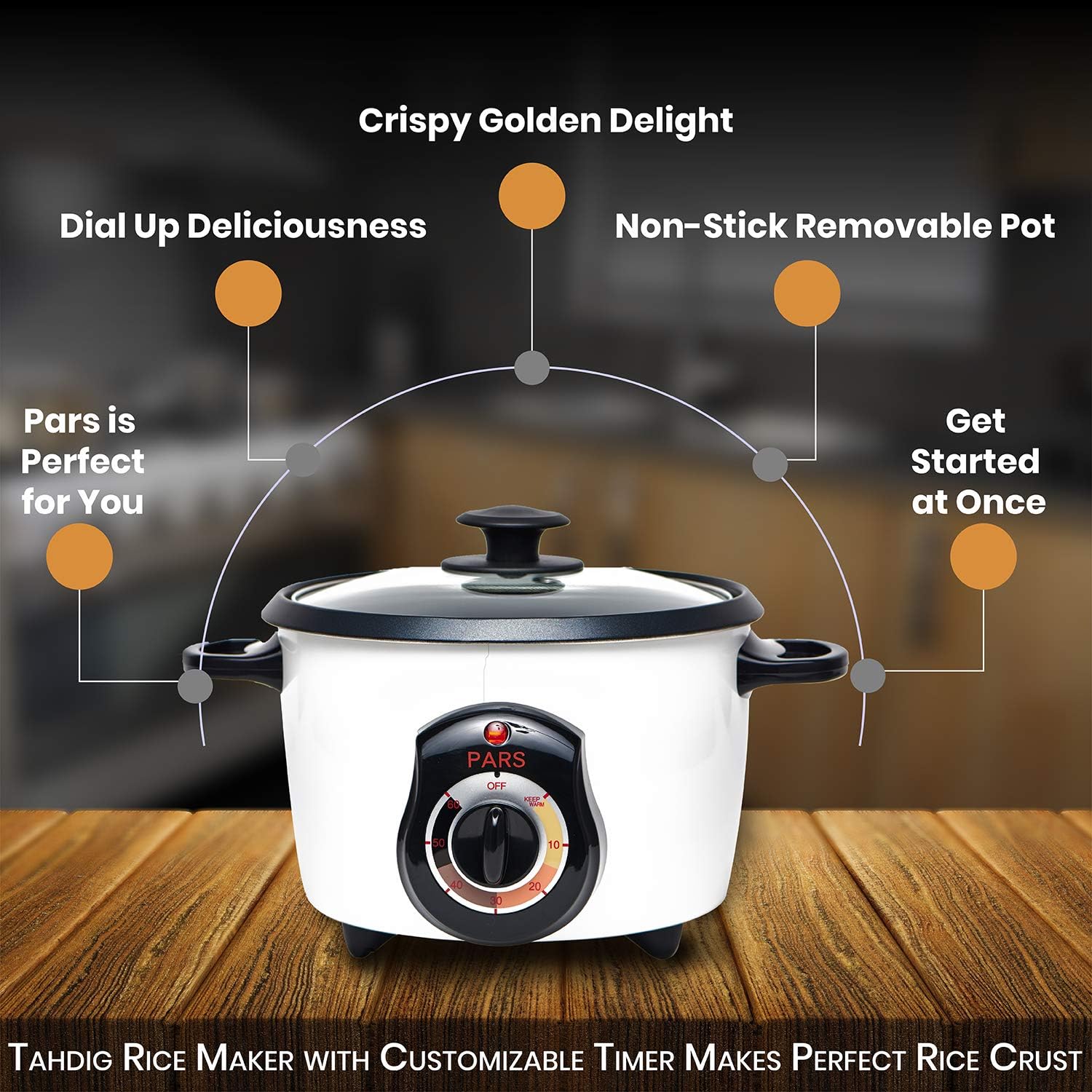 Pars Automatic Persian Rice Cooker - Tahdig Rice Maker Perfect Rice Crust. 5 Cup
