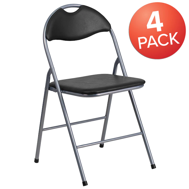 Flash Furniture  4-Pack Black Standard Folding Chair with Upholstered Seat (Indoor)
