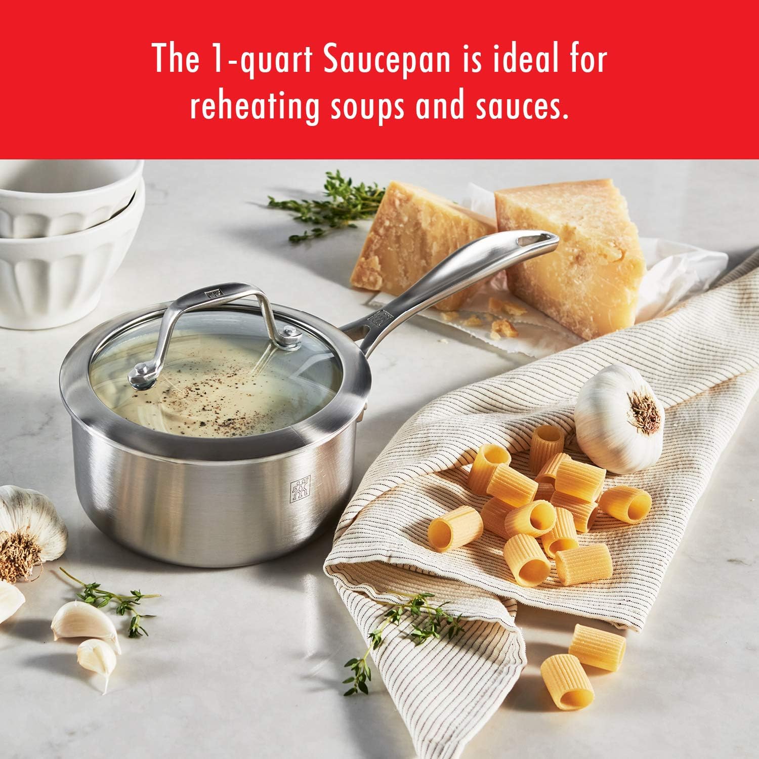 ZWILLING Spirit Ceramic Nonstick Saucepan. 1-qt. Stainless Steel