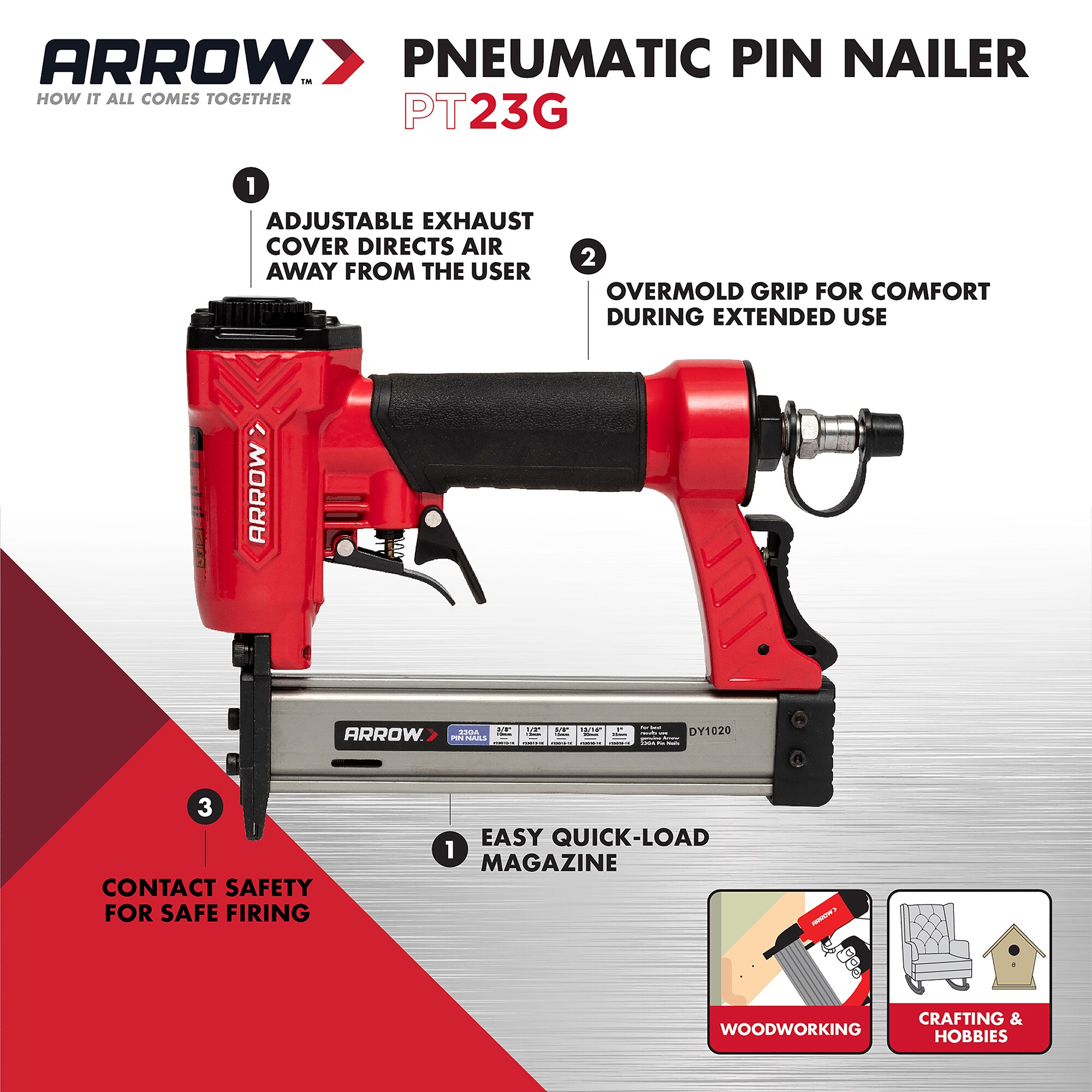 Arrow PT23G 1-in 23-Gauge Cordless Pneumatic Pin Nailer