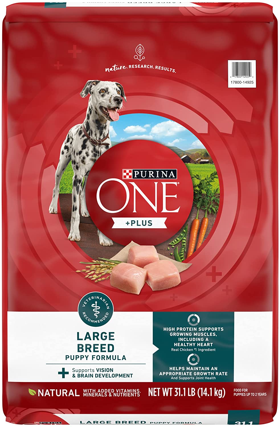 Purina ONE Natural. High Protein. Large Breed Dry Puppy Food. +Plus Large Breed Formula - 31.1 lb. Bag