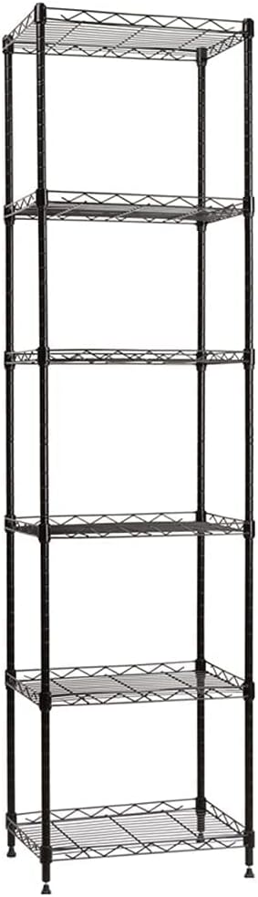 YOHKOH 6 Wire Shelving Steel Storage Rack Adjustable Unit Shelves for Laundry Bathroom Kitchen Pantry Closet 16.7″ Width x 62″ Height x 11.7″ Depth. Black