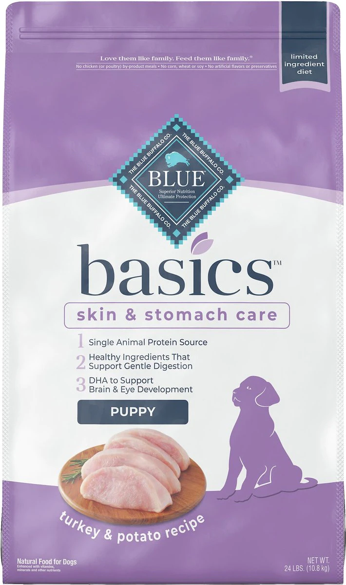 Blue Buffalo Basics Skin & Stomach Care Turkey & Potato Recipe Puppy Dry Dog Food -  24-lb bag