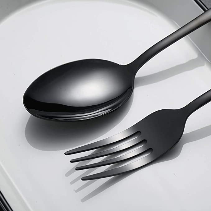 ReaNea 20 Piece Black Silverware Set Stainless Steel Titanium Black Plating Flatware Set.Spoons and Forks Cutlery Set Service for 4