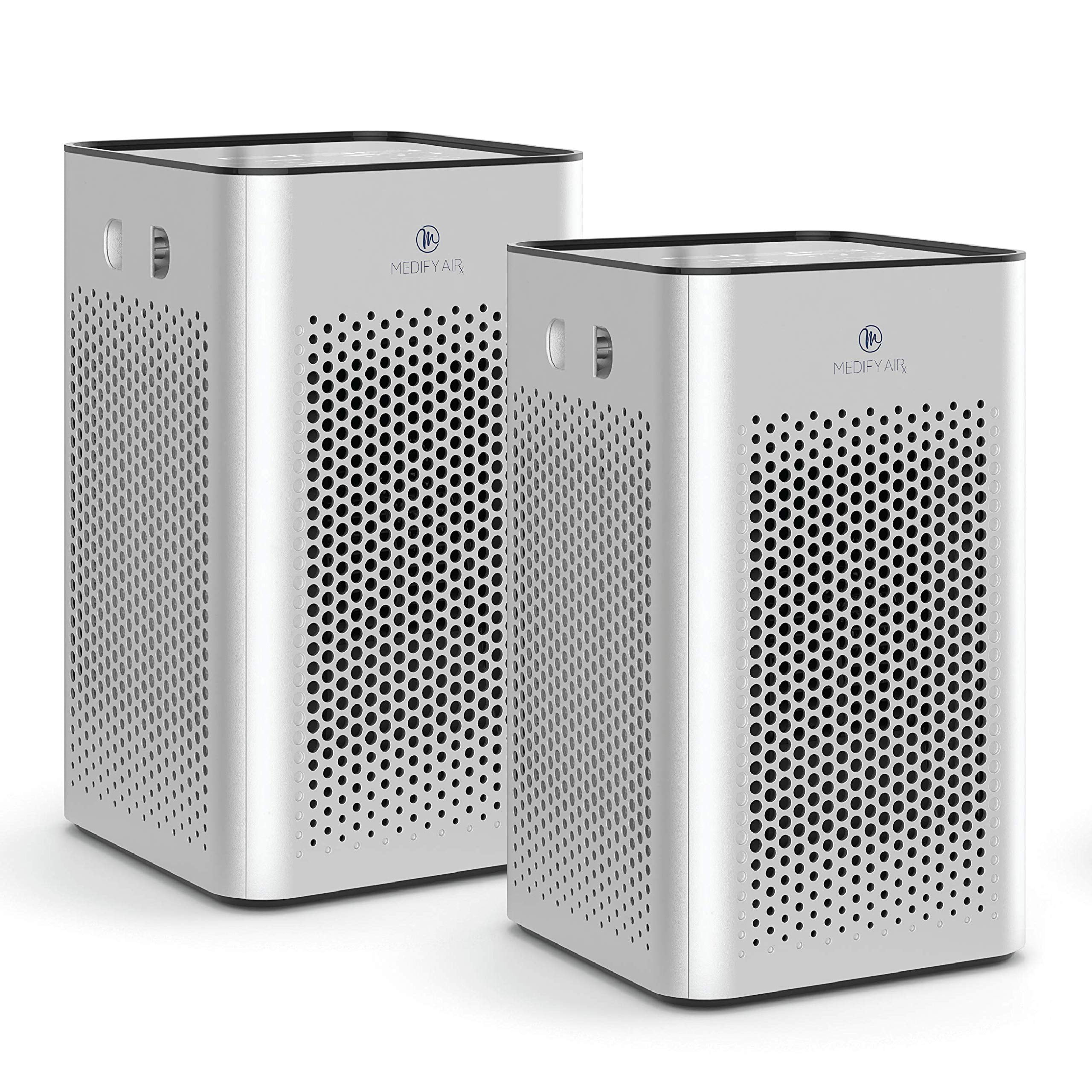 Medify MA-25 Air Purifier with H13 True HEPA Filter | 500 sq ft Coverage | for Allergens. Wildfire Smoke. Dust. Odors. Pollen. Pet Dander | Quiet 99.9% Removal to 0.1 Microns | Silver. 2-Pack