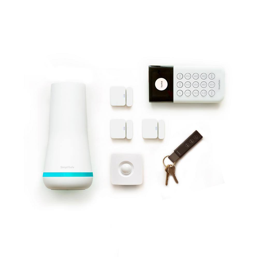 SimpliSafe HSK112 Smart Home Security System (7 pc.) with Base Station. Siren. Keypad. Motion Sensor. 3 Entry Sensors. and Key Fob
