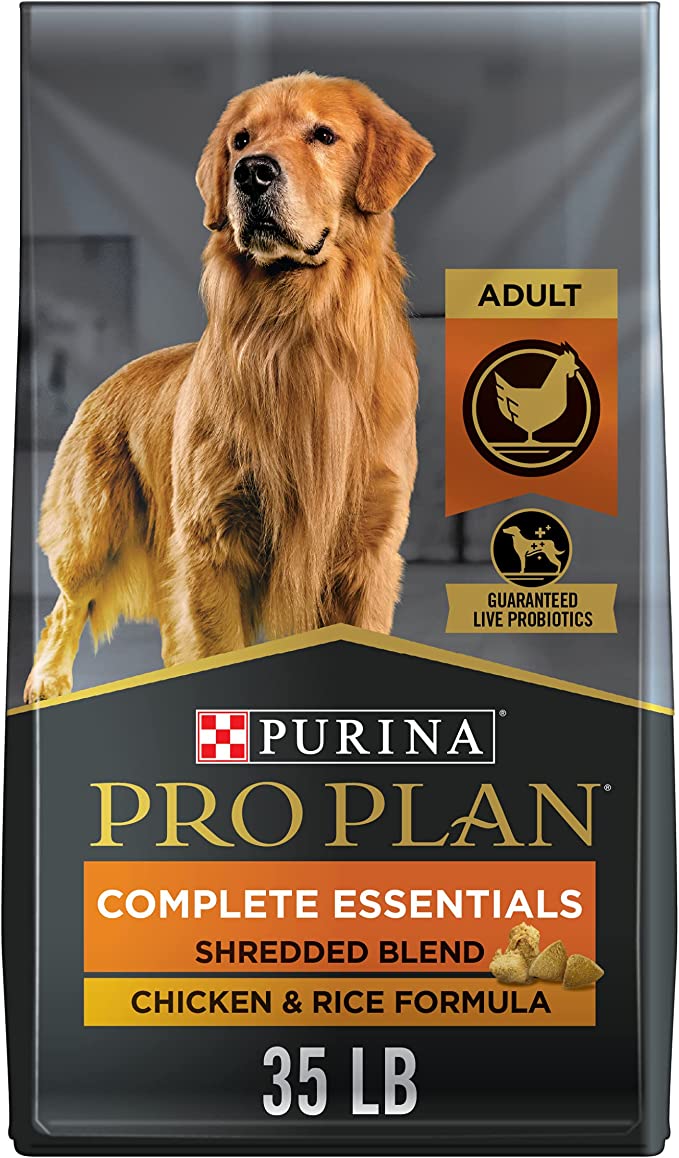 Purina Pro Plan High Protein Dog Food With Probiotics for Dogs. Shredded Blend Chicken & Rice Formula - 35 lb. Bag