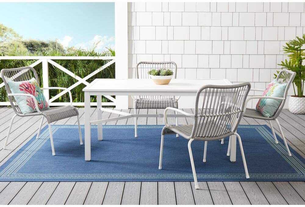 StyleWell FTS70660C-W Mix and Match Lattice White Rectangle Metal Outdoor Patio Dining Table with Slat Top