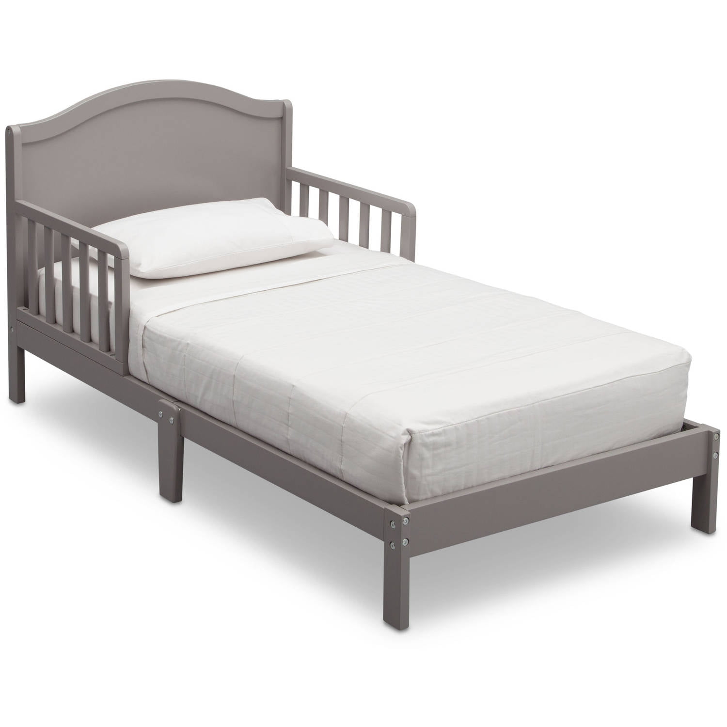 Delta Children Baker Toddler Bed with Attached Bed Rails. Greenguard Gold Certified. Grey