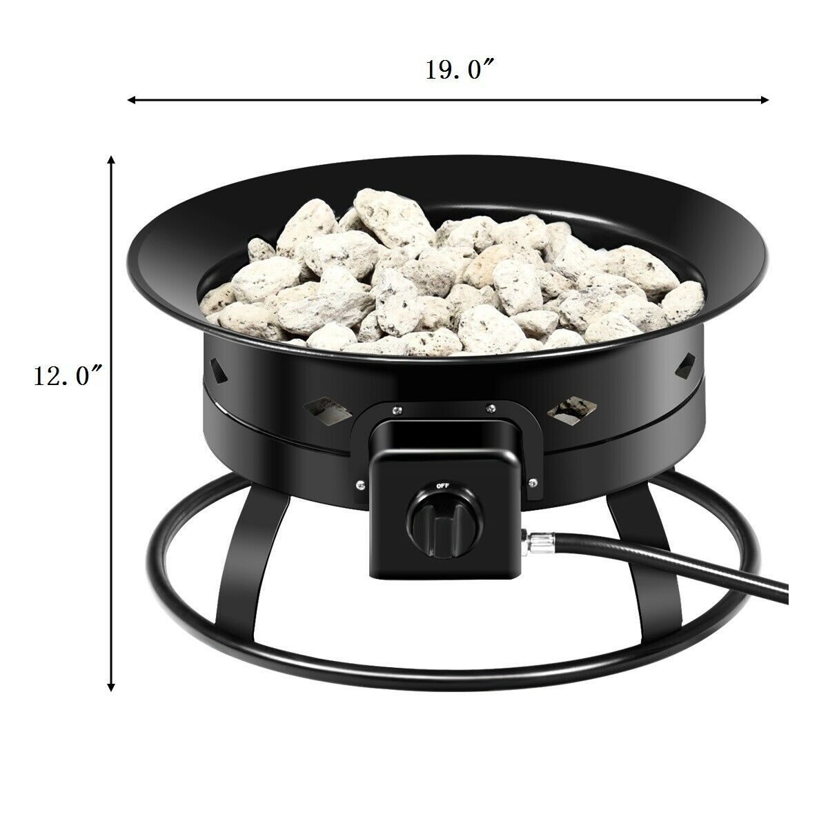 Costway Portable Fire Pit Outdoor 58.000 BTU Propane Patio Lava Rocks Camping Events