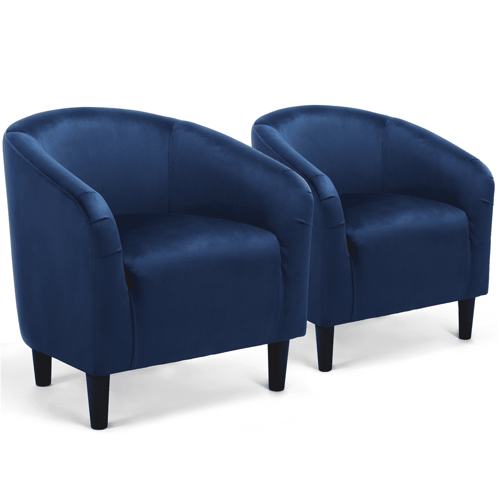 Easyfashion Tub Chair. Set of 2. Navy Blue Velvet