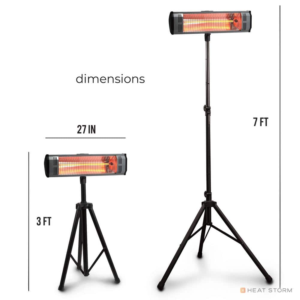 Heat Storm HS-1500-TT Tradesman 1.500-Watt Electric Outdoor Infrared Quartz Portable Space Heater with Tripod and Wall/Ceiling Mount (Black)