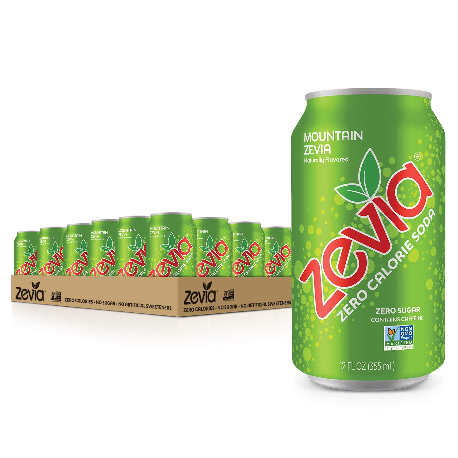 Zevia Zero Calorie Soda. Mountain Zevia. 12 Ounce Cans (Pack of 24)