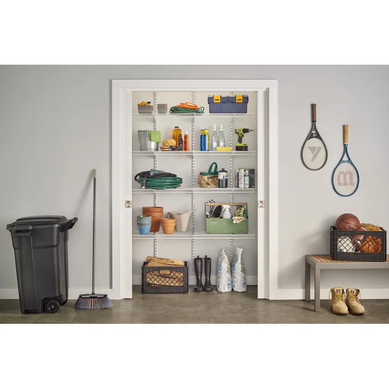 ClosetMaid 2845 ShelfTrack 16.75 in. D x 48 in. W x 80 in. H White Wire Utility Steel Closet System Kit