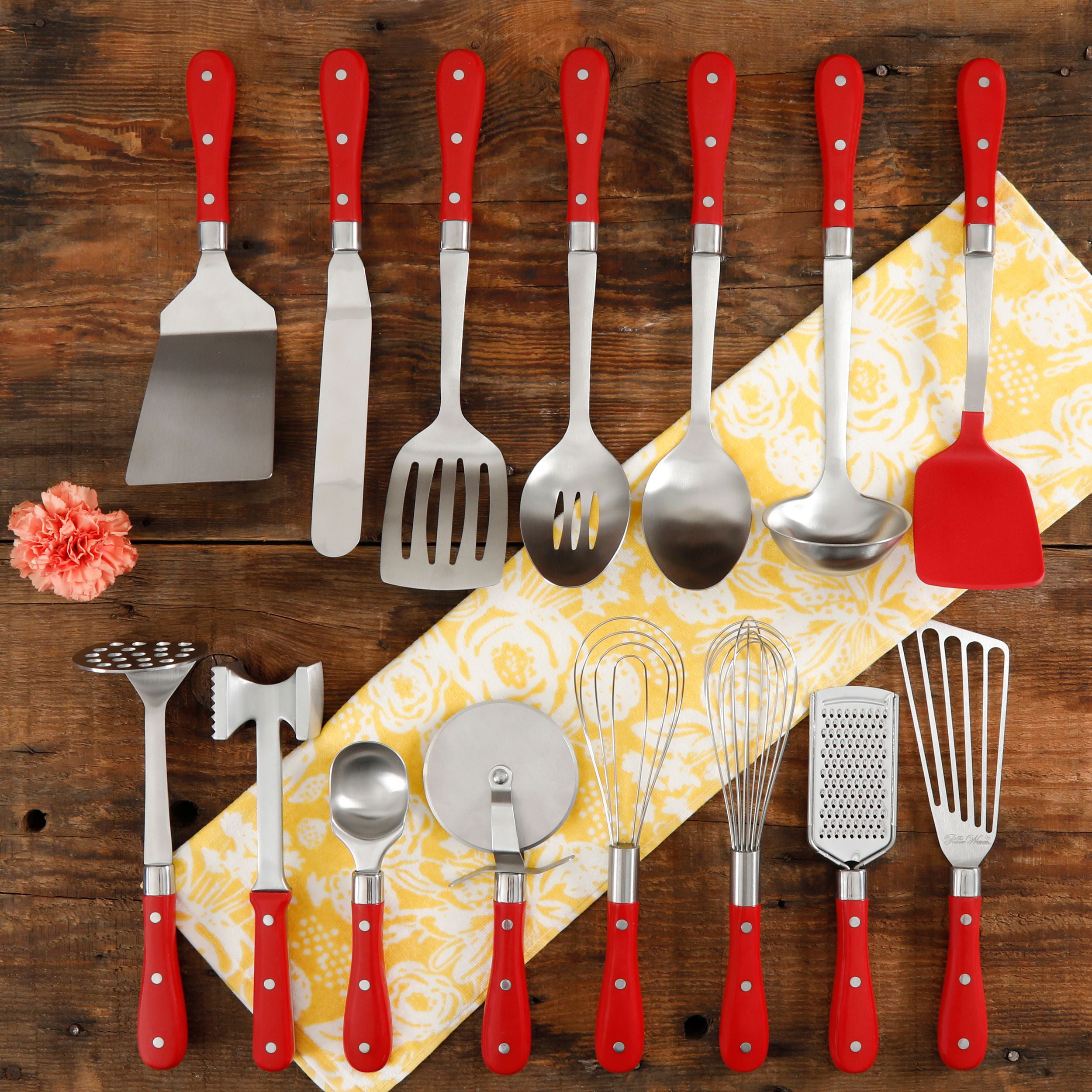 The Pioneer Woman Frontier Collection 15-Piece All in One Kitchen Utensil Set. Red
