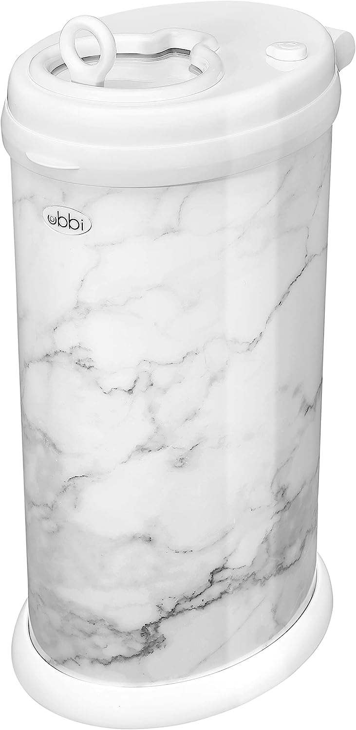 Ubbi Steel Odor Locking. No Special Bag Required Money Saving. Awards-Winning. Modern Design Registry Must-Have Diaper Pail. Marble