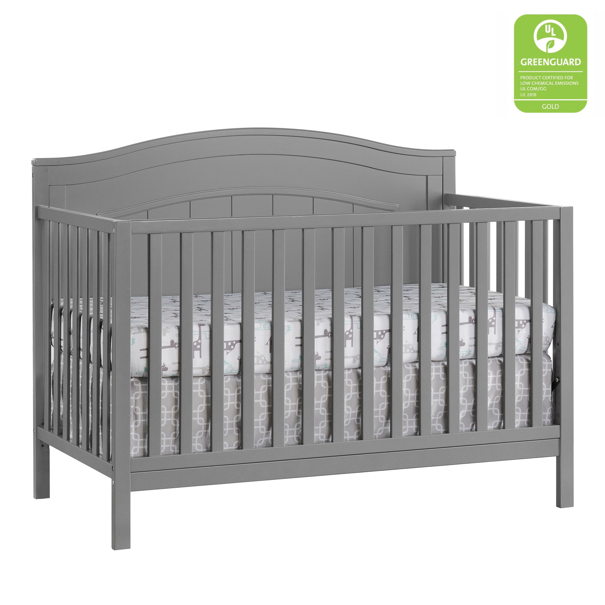 Oxford Baby North Bay 4-in-1 Convertible Crib. Dove Gray. GREENGUARD Gold Certified. Wooden Crib