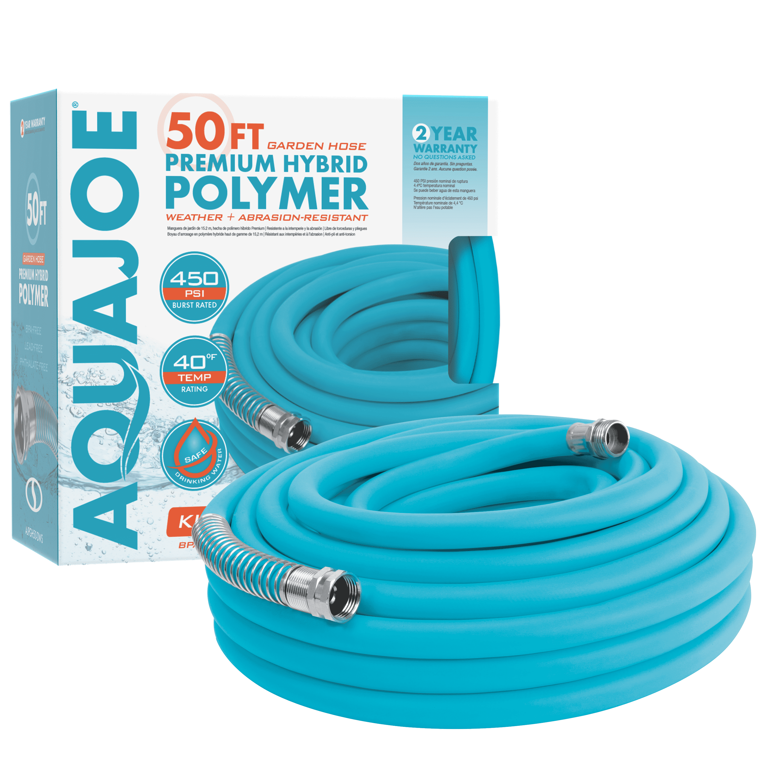 Aqua Joe HybridFLEX Kink-Free Hose. 50-Foot. 5/8-inch Diameter