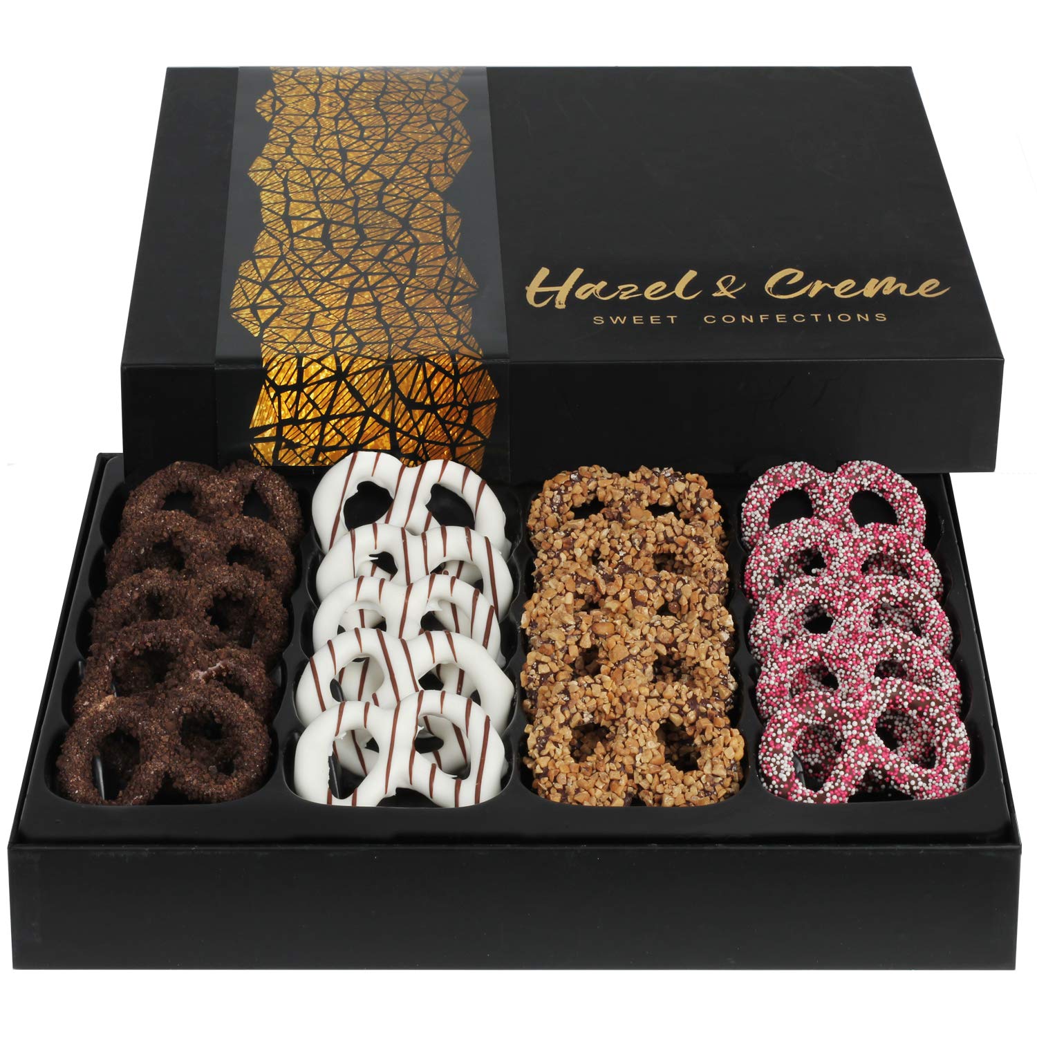 Hazel & Creme Chocolate Covered Pretzel Gift Basket - Chocolate Gift Box - Easter. Anniversary