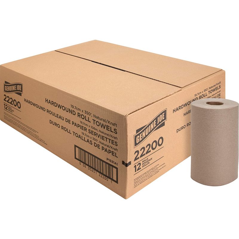 Genuine Joe Hard Wound Roll Towel. Natural 12 Case