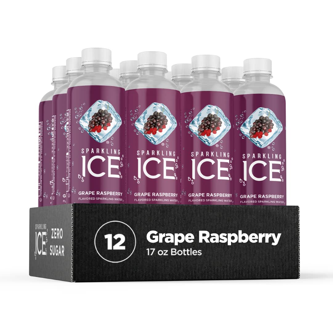 Sparkling Ice. Grape Raspberry Sparkling Water. Zero Sugar Flavored Water. 17 fl oz