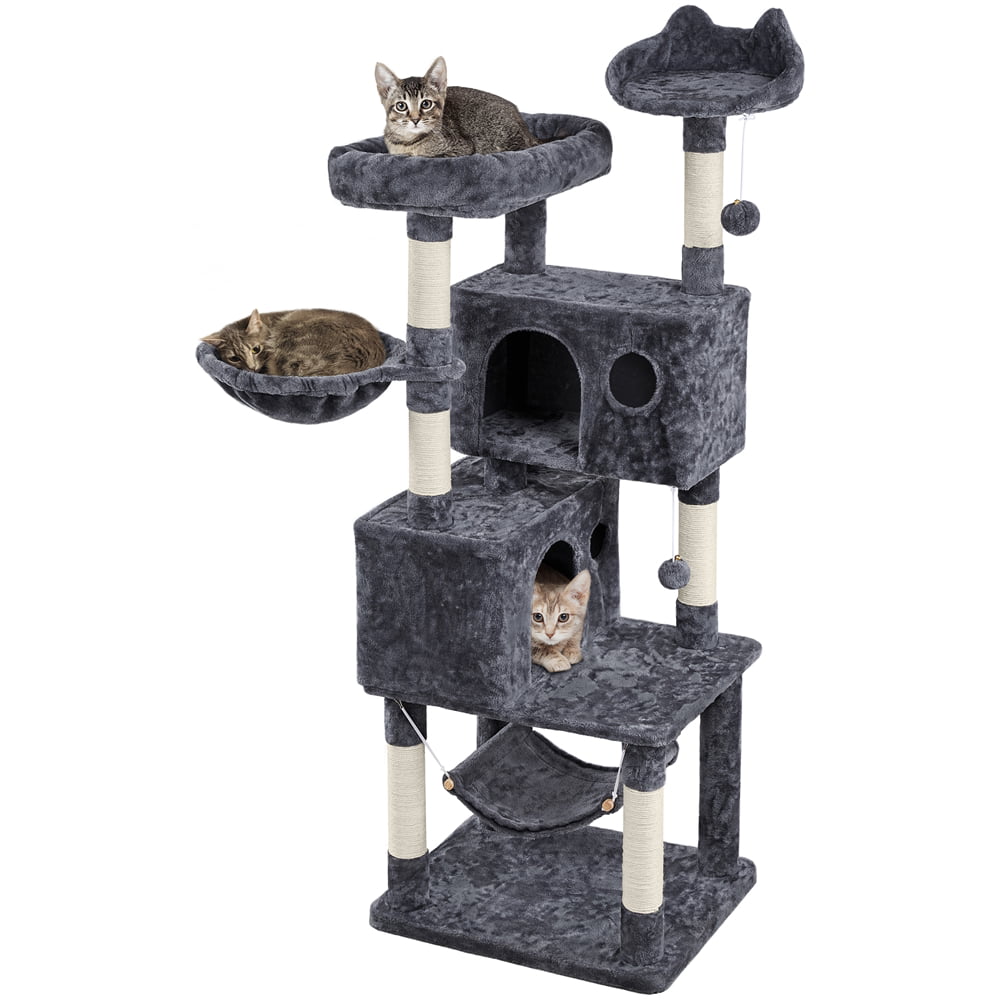 SmileMart 64.5″H Multi-level Cat Tree Tower with Condos and Perches. Dark Gray